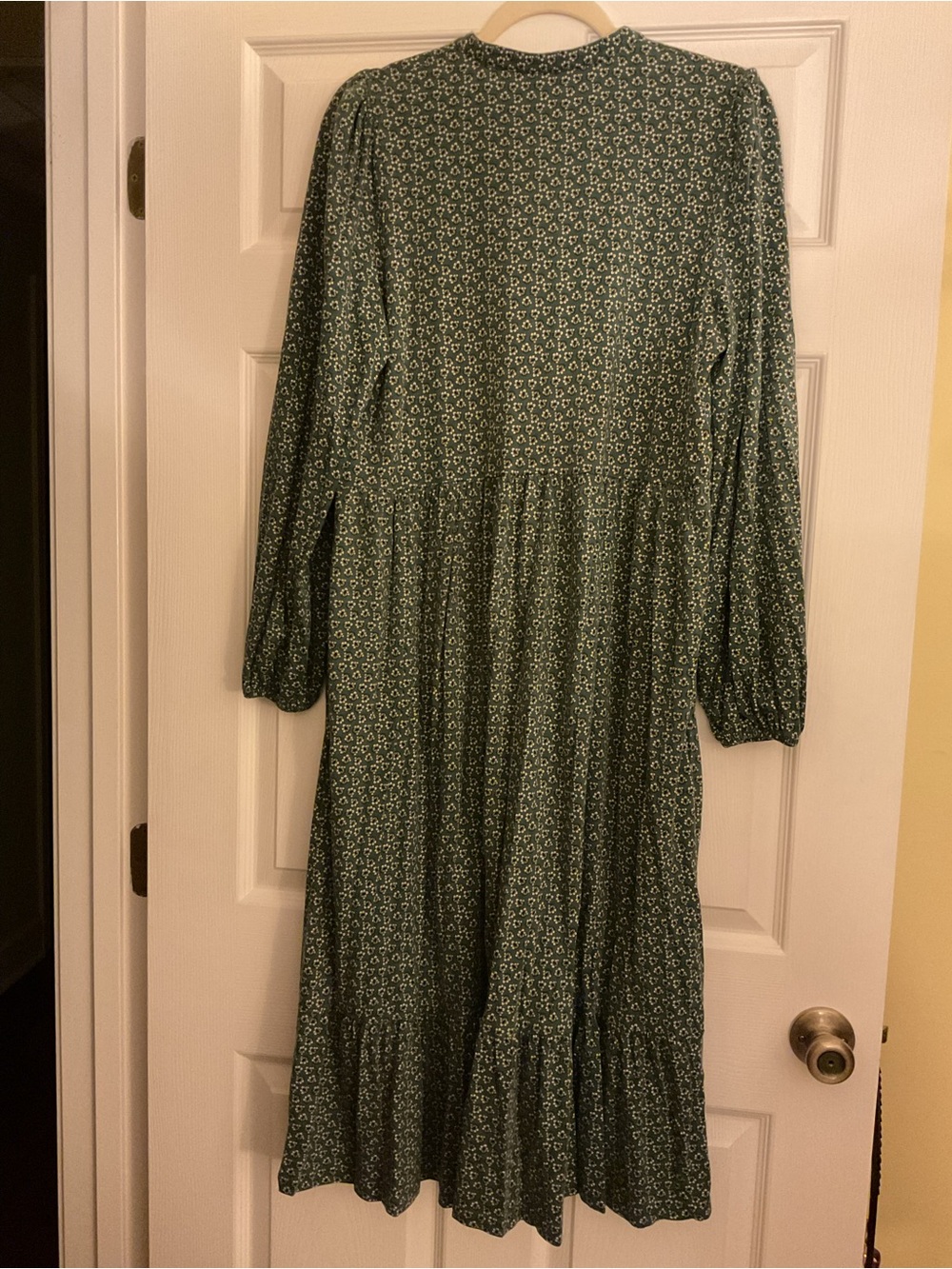 Boden Hunter Green Floral Long Sleeve Tiered Midi Dress US 14R / UK 18R - Picture 8 of 11